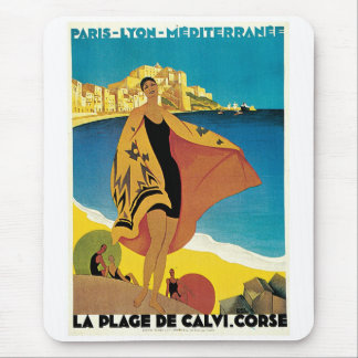 La Plage de Calvi, Frankrijk, poster van het vinta Muismat
