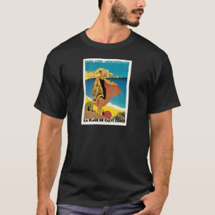 La Plage de Calvi, Frankrijk, poster van het vinta T-shirt