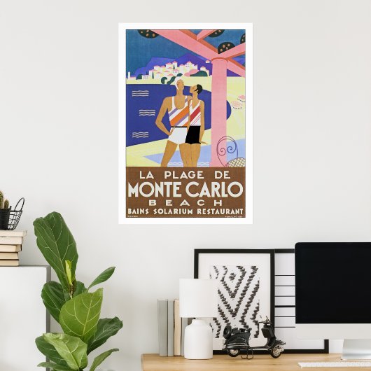 La Plage de Monte Carlo Poster (Thuiskantoor)