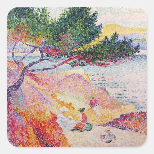 La Plage de Saint-Clair, 1906-07 Vierkante Sticker (Voorkant)