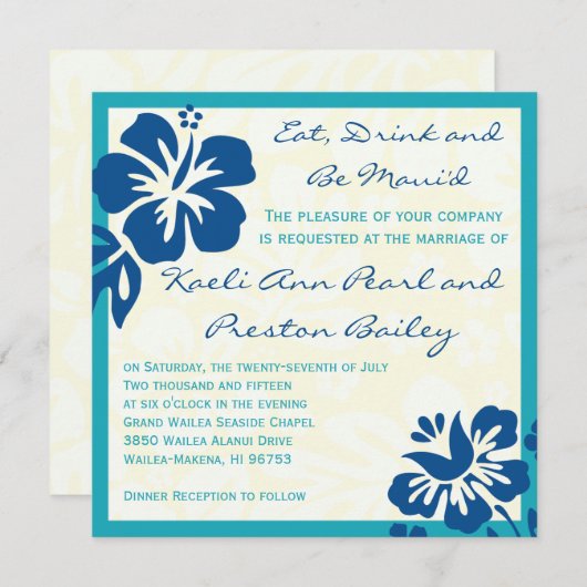 La plage fleurit des nuances de faire-part de (Devant / Derrière)