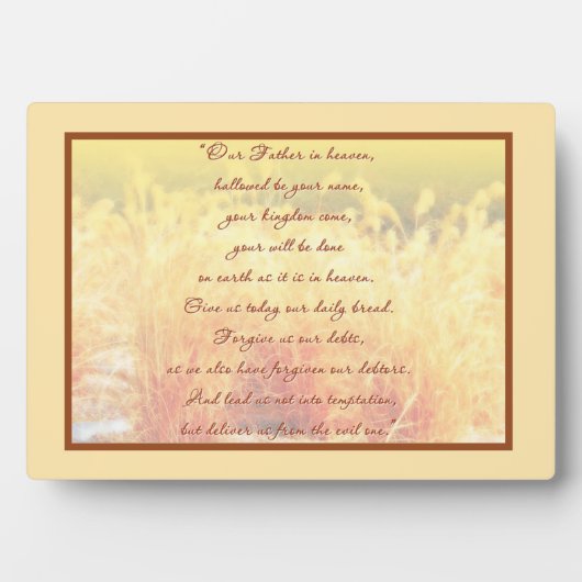 La Plaque de prière du Seigneur (Devant)