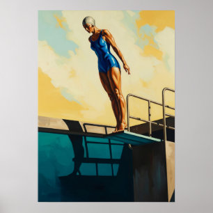 LA PLONGEUSE D'AZUR (De Azure Diver) - Origineel A Poster