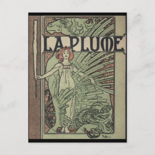 La Plume door Alfons Mucha Briefkaart