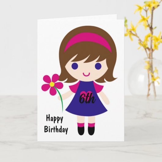 LA PLUS BELLE CARTE D'ANNIVERSAIRE DES *6 ANS* (Fleur jaune)