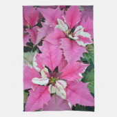 La poinsettia rose de Noël fleurit la serviette de (Vertical)