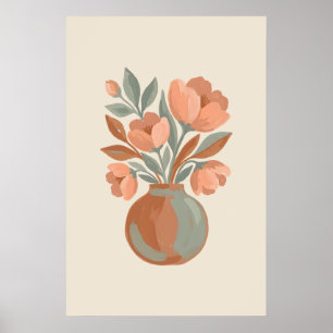 La poire Modern Minimalistische Boho Bloemenboeket Poster