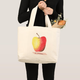 La pomme / De appel Frans leren Grote Tote Bag