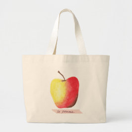La pomme / De appel Frans leren Grote Tote Bag