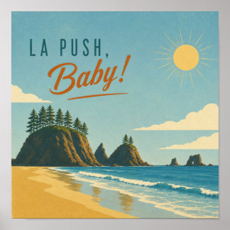 La Push, Baby! Art de poster de voyage côtier vint