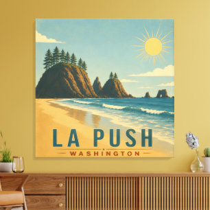 La Push, Baby! Vintage Kust Reisposter Kunst Canvas Afdruk