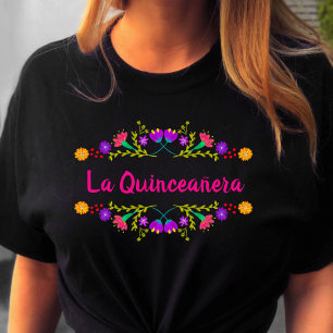 La Quinceanera Mexican Fiesta Black Birthday T-shirt