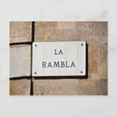 La Rambla Barcelona Spanje Briefkaart Sign (Voorkant)