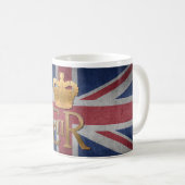La reine Elizabeth II ER Mug avec drapeau britanni (Devant droit)