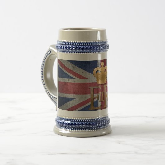 La reine Elizabeth II ER Mug avec drapeau britanni (Devant gauche)