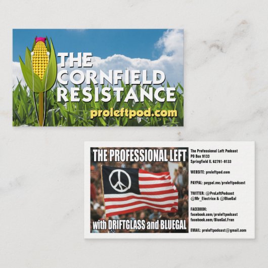 La résistance de champ de maïs - cartes de site (Devant / Derrière)