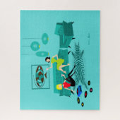 La rétro nuit de la fille dans le puzzle (Vertical)