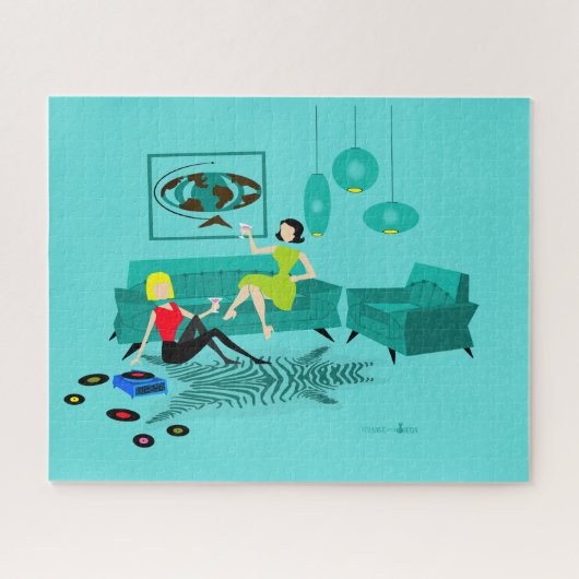 La rétro nuit de la fille dans le puzzle (Horizontal)