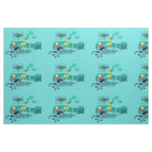 La rétro nuit de la fille dans le tissu (Fat Quarter)