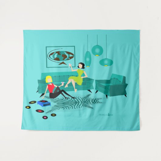 La rétro nuit de la fille en tapisserie (Devant (Horizontal))