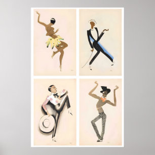 La Revue Nègre 1925 Josephine Baker Antiek Poster