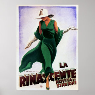 LA RINASCENTE Advertisement Art Deco Italië Poster