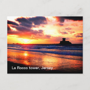 La Rocco-toren op zonsondergang, Jersey Briefkaart