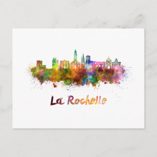 La Rochelle skyline in watercolor Briefkaart