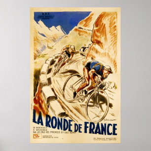La Ronde de France Vintage Bicycle Poster afdrukke