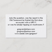 La roue d'Ezekiel du feu : UFO ? carte de visite (Dos)