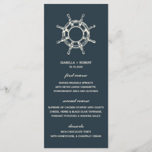 La roue du navire bleu Menu Mariage nautique