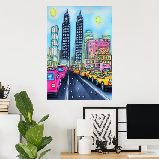 La route vers la capitale | AI Art Poster (Bureau à domicile)