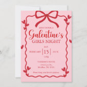La Saint-Galentin Rouge Ruban Bow Girly Invitation (Devant)