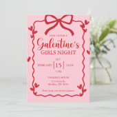 La Saint-Galentin Rouge Ruban Bow Girly Invitation (Debout devant)
