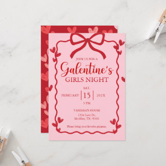 La Saint-Galentin Rouge Ruban Bow Girly Invitation