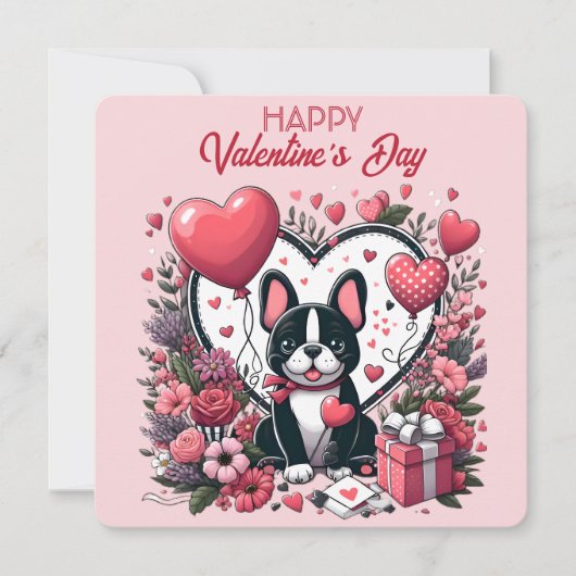 La Saint-Valentin - Bouledogue français 1 - Carte (Devant)