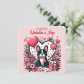 La Saint-Valentin - Bouledogue français 1 - Carte (Debout devant)