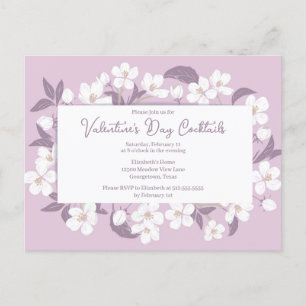 La Saint Valentin Cocktails Pink Floral Invitation
