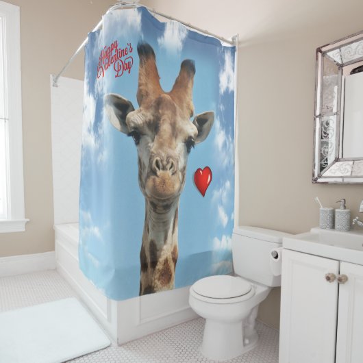 La Saint Valentin Douche rideau Giraffe (En situation)