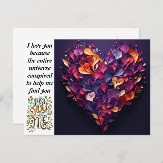 La Saint Valentin juste vous et moi carte postale  (Devant / Derrière)