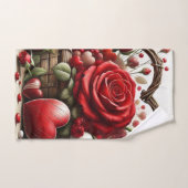 La Saint-Valentin Rose Rouge et Cœurs (Serviette à main)