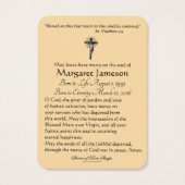 La Sainte Famille de Jésus Marie Prière funéraire (Dos)