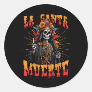 La Santa Muerte Suikerschedel La Catrina Cinco De Ronde Sticker