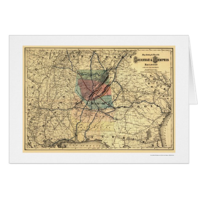 La savane et carte 1872 de chemin de fer de (Devant horizontal)