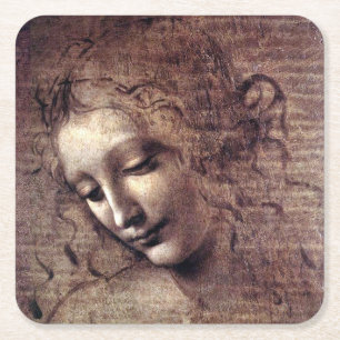 La Scapigliata - da Vinci - c1508 Vierkante Kartonnen Onderzetter