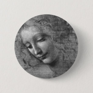 La Scapigliata door Leonardo da Vinci Ronde Button 5,7 Cm