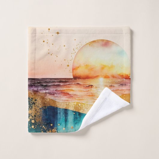 La série de plage à l'aquarelle Design 3 (Gant de toilette)