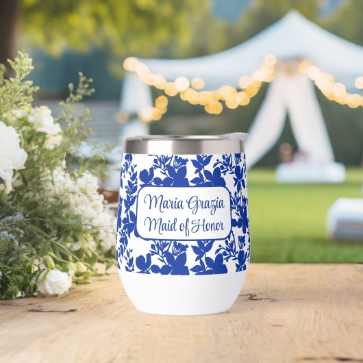 La servante d'honneur Chic Bleu Floral (Extérieur)