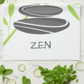 La serviette de cuisine de zen avec le caillou (Plié)