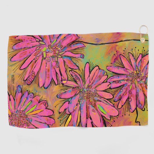 La serviette de golf Pink Daisy (Horizontal)